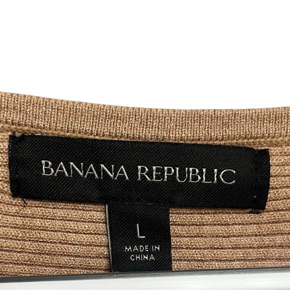 BANANA REPUBLIC Rina Rib‎ Wrap Front Camel Sweater Women’s Size Large - Picture 8 of 10